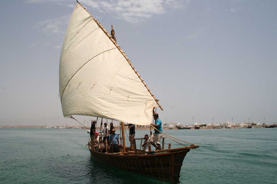 The Badan Safar out sailing before being shipped to Paris for the exhibition