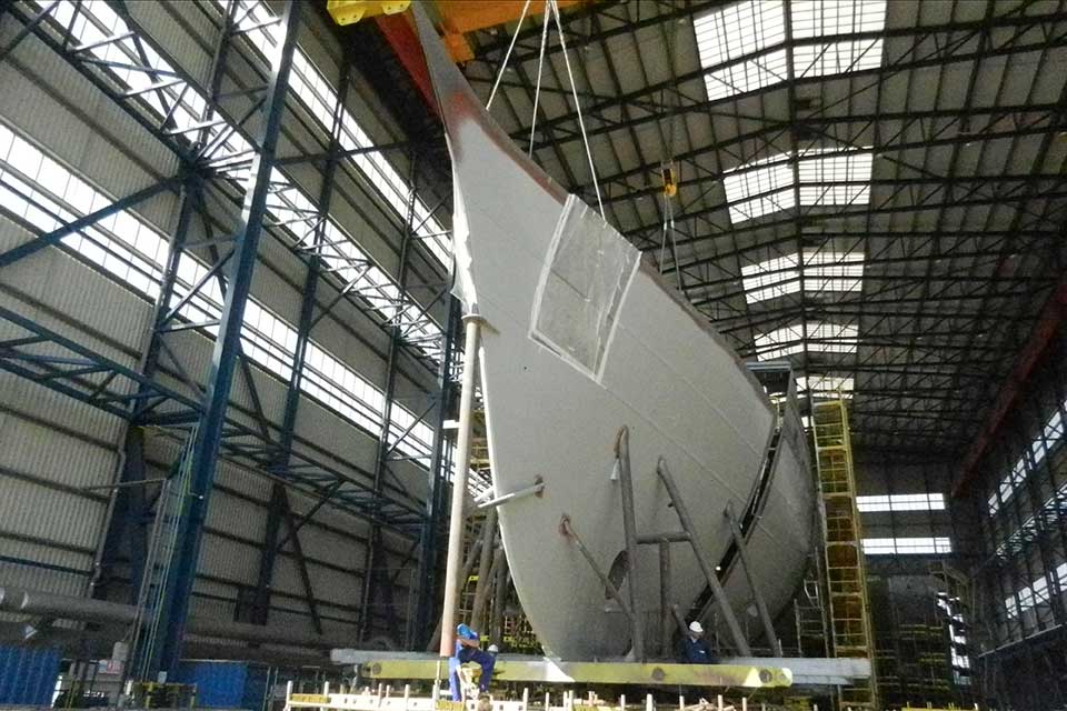 The new ship is already taking shape in a yard in Romania